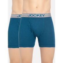 Jockey 8009 Men Cotton Boxer Brief with Ultrasoft Waistband - Blue (Pack of 2)