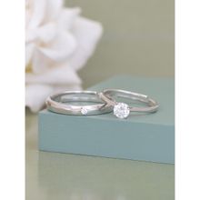 Ornate Jewels 925 Silver American Diamond Adjustable Couple Ring for Men &Women