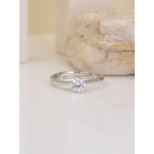 925 Silver 1 Carat American Diamond Solitaire Adjustable Ring Women & Girls