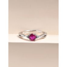 925 Silver Red Ruby Criss Cross Solitaire Adjustable Ring for Women and Girls (Adjustable)