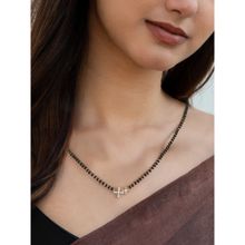 925 Silver 18K Gold Plated American Diamond Floral Adjustable Mangalsutra for Women