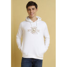 Allen Solly Men White Hooded Neck Full Sleeves Casual Hoodie