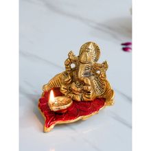 DecorTwist Metal Ganesh Idol Diya Decorative Showpiece