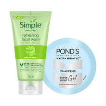Simple Refreshing Facewash Mild Face Wash + Ponds Super Light Gel Oil-Free Moisturizer Combo