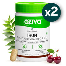 Oziva Plant Based Iron With Folic Acid With Vitamin C & B12 - Pack Of 2