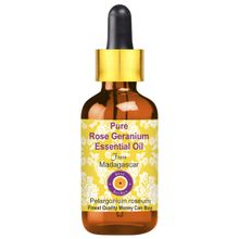 Deve Herbes Pure Rose Geranium Essential Oil (Pelargonium roseum) Therapeutic Grade Steam Distilled
