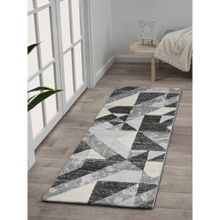 OBSESSIONS Anti-Static Geometric Polypropylene Floor Runner, Charcoal