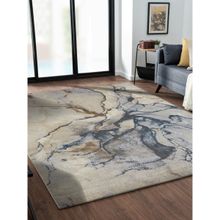 OBSESSIONS Abstract Polypropylene Carpet, Beige and Blue