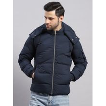Rock.it Men's Regular Fit Solid Zipper Full Sleeve Blue Jacket