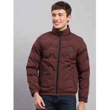 Monte Carlo Men's Regular Fit Solid Zipper Full Sleeve Burgundy Jacket