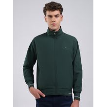 Monte Carlo Men's Regular Fit Solid Zipper Full Sleeve Green Jacket