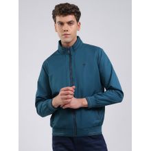 Monte Carlo Men's Regular Fit Solid Zipper Full Sleeve Teal Jacket