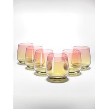Anko Dual Tone Pink and Yellow Stemless Glasses 430ml Each (Pack of 6)