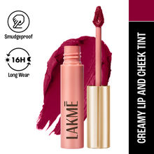 Lakme 9 To 5 Double Duty Lip & Cheek Mousse Matte Lipstick & Soft Blush For Dewy Look, Rosy Plum