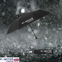 Hamster London Wooden Automatic Open & Close Pocket Folding Umbrella - Black