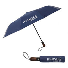 Hamster London Wooden Automatic Open & Close Pocket Folding Umbrella - Blue