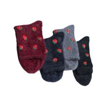 NEXT2SKIN Women'S Woollen Winter Ankle Socks with Strawberry Motif-Multi-Color (Pack Of 4)