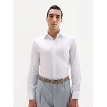 Rare Rabbit White Cotton Fabric Collar Regular Fit Plain Formal Shirt