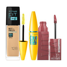 Maybelline New York Everyday Makeup Look - Colossal Mascara + Superstay Lipstick + Fit Me Founation