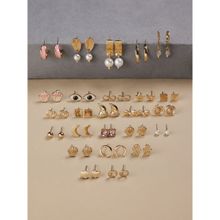 Zaveri Pearls Gold Tone Classy Studs-Drops and Semi Hoops Earrings Set of 25 -ZPFK16688