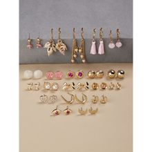 Zaveri Pearls Gold Tone Classy Studs-Drops and Semi Hoops Earrings Set of 20 -ZPFK16691