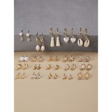 Zaveri Pearls Gold Tone Classy Studs- Drops and Semi Hoops Earrings Set of 20 -ZPFK16696