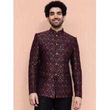KISAH Men Maroon Woven Bandhgala