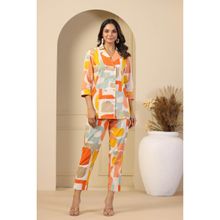 MIRARI Women Multi Colored Abstract Print Shirt and Pyjama Co-ord (Set of 2)