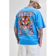 Snitch Party Animal Blue Graphic Printed Oversized T-Shirt