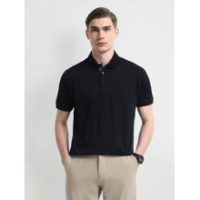 Arrow Black Regular Fit Solid Polo T-Shirt