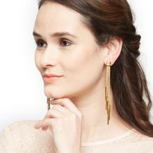 Accessher Gold Plated Extremely Lightweight Chain Step Tassle Earrings