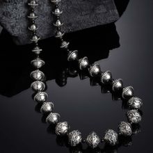 PANASH Silver-Toned Oxidized Black Beads Necklace