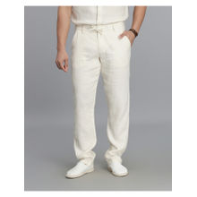 ROOKIES Men Relaxed Fit Pure Linen Beige Chinos