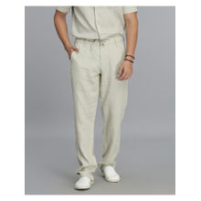 ROOKIES Men Relaxed Fit Pure Linen Beige Chinos