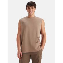 Jockey Mz07 Men Super Combed Cotton Rich Print Oversized Tank Top - Taupe Grey