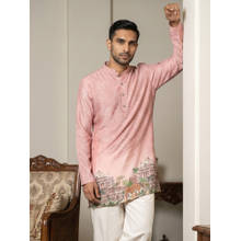Jompers Peach Paisley Cotton Regular Kurta