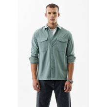 Snitch Sage Green Textured Full Sleeves Regular Casual Overshirt for Men