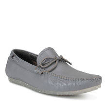 Rosso Brunello Grey Leather Bow Moccasins