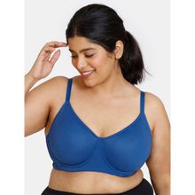 Zivame True Curv Double Layered High Wired Full Coverage Super Support Bra - Set Sail - Blue