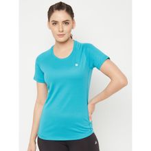 Athlisis Women Turquoise Blue Short-sleeve Running Fitness Sports T-shirt