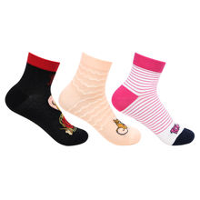 Bonjour Tom & Jerry Ankle Socks For Women - Pack Of 3 - Multi-Color (Free Size)