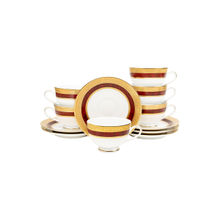 Dankotuwa Porcelain 24 Gold Crafted Tea Cup and Saucer Set 230 ml Set of 12 - Empress
