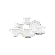 Dankotuwa Porcelain 24 Gold Crafted Tea Cup and Saucer Set 200 ml Set of 12 - Infinity Platinum