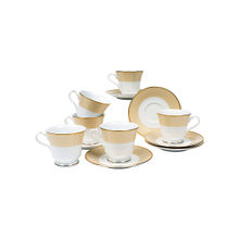 Dankotuwa Porcelain 24 Gold Crafted Tea Cup and Saucer Set 200 ml Set of 12 - Shamari Gold Mix