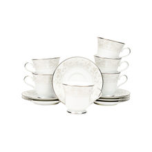 Dankotuwa Porcelain 24 Gold Crafted Tea Cup and Saucer Set 200 ml Set of 12 - Shakira Platinum