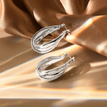 Accessorize London Womens Silver Interlocking Textured Hoop Earring