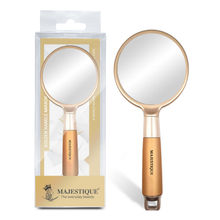 Majestique Handle Mirror for Makeup - Gold Finesse 8 Inch for Travel for Men and Women