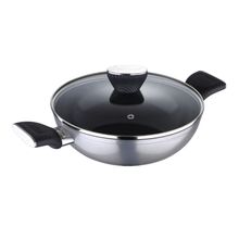 Bergner Carbon Tt Forged Aluminium Non-stick Kadhai With Lid, 24 Cm, Induction Base, Grey