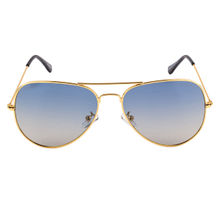 Equal Blue Colour Sunglasses Aviator Shape Full Rim Gold Frame