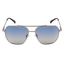 Equal Blue Colour Sunglasses Geometrical Shape Full Rim Silver Frame